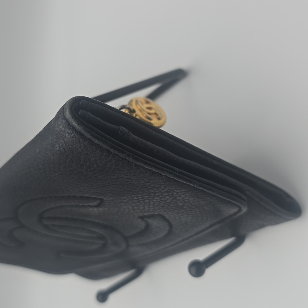 Chanel Big CC Logo Black Caviar W/ Gold Hardware Bifold Wallet (COA)(EUC)✨ - Picture 5 of 16